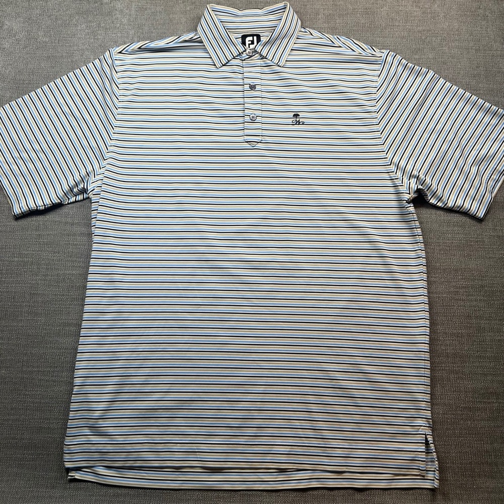 FootJoy‎ Polo Shirt Mens Large Blue Striped  ProDry Stretch Golf Top
